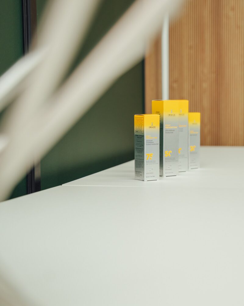 IMAGE Skincare Daily Prevention products on a white counter at Glow Lab